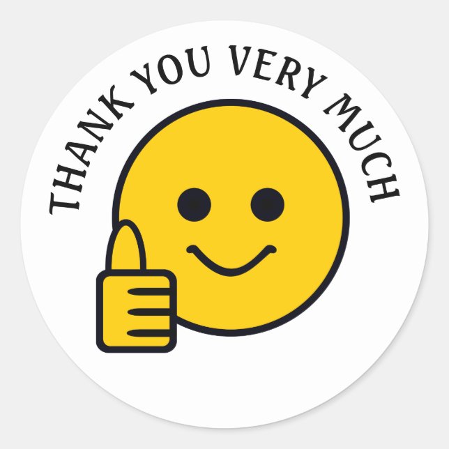 Sticker Rond Visage Pouce Levé Merci Beaucoup (Devant)