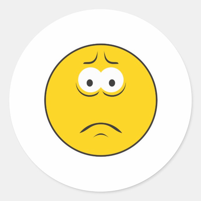 Sticker Rond Visage Renfrogné Triste (Devant)