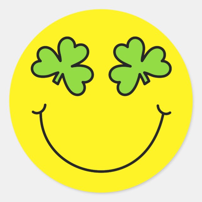 Sticker Rond Visage Shamrock Emoji de la Saint Patrick (Devant)