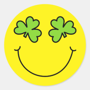 Sticker Rond Visage Shamrock Emoji de la Saint Patrick