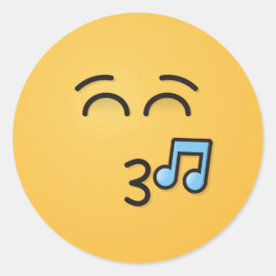 Sticker Rond Visage sifflant avec yeux souriants