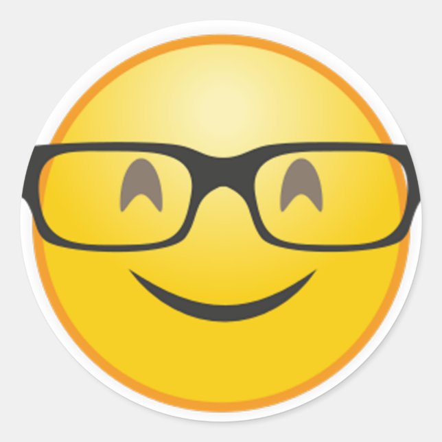 Sticker Rond Visage souriant avec lunettes nerd drôle autocolla (Devant)