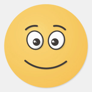 Sticker Rond Visage souriant avec yeux ouverts