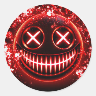 Sticker Rond Visage Souriant Incandescent Rouge Cendres Soirée 