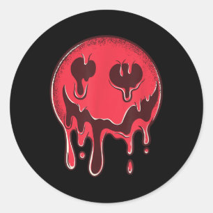 Sticker Rond Visage souriant rouge Grunge Fondre visage