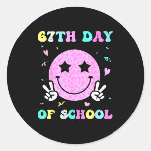 Sticker Rond Visage Sourire 67e Jour D'école Six Sept Mème Fill