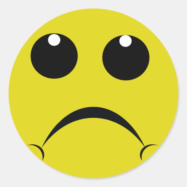 Sticker Rond visage triste (Devant)