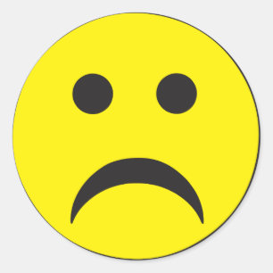 Sticker Rond Visage triste malheureux