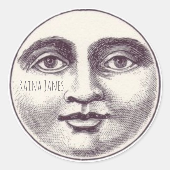 Sticker Rond Visage Whimsical De La Lune (Devant)