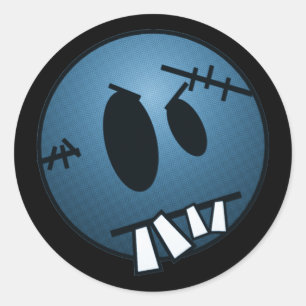 STICKER ROND VISAGE ZOMBIECON - BLEU