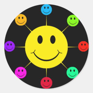 Sticker Rond Visages colorés