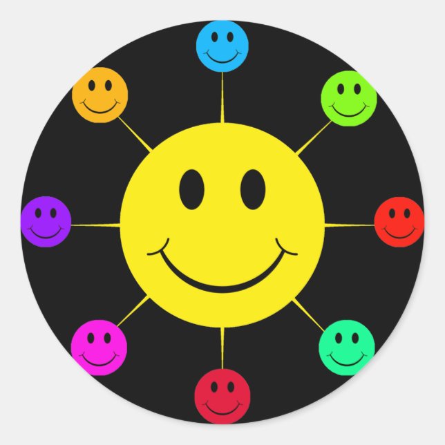 Sticker Rond Visages colorés (Devant)