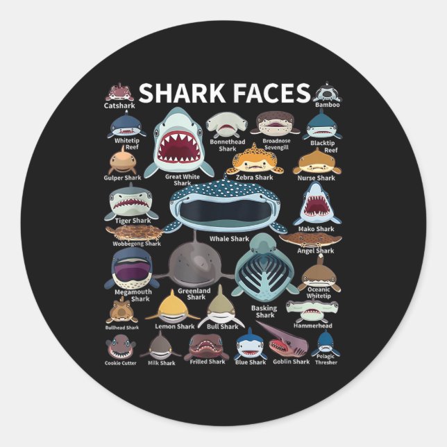 Sticker Rond Visages de requins auxquels vous souhaitez vous co (Devant)