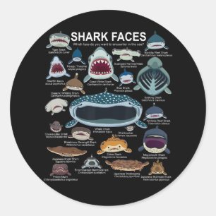 Sticker Rond Visages de requins auxquels vous voulez participer