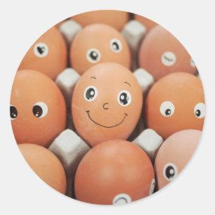 Sticker Rond Visages drôles d'oeufs - copie de nourriture de