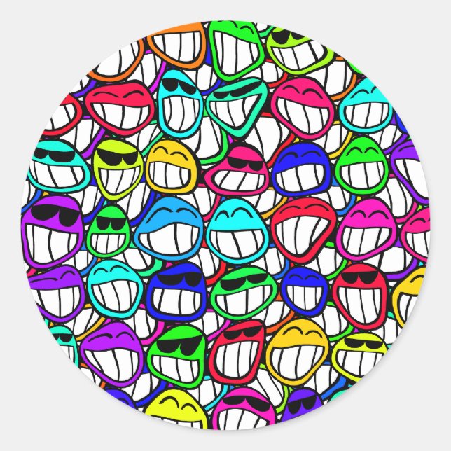 Sticker Rond Visages souriants cool (Devant)