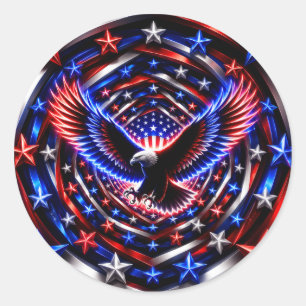 Sticker Rond Vision américaine en spirale – Aigle patriotique o
