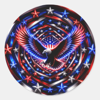 Sticker Rond Vision américaine en spirale – Aigle patriotique o