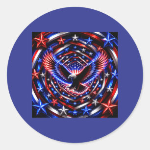 Sticker Rond Vision Spirale Américaine – Aigle Patriotique Opti
