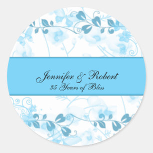 Sticker Rond Visions papillons en bleu anniversaire