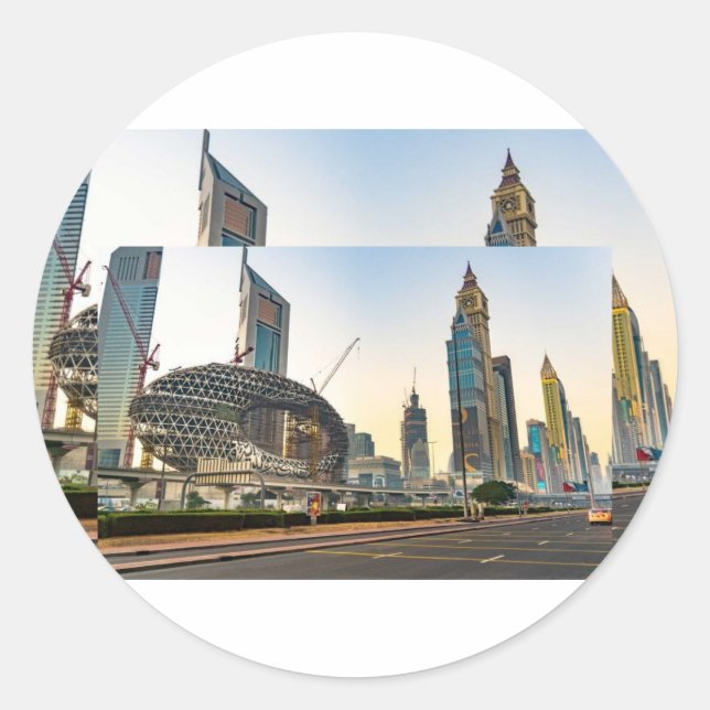 Sticker Rond Visite de la ville d'Abu Dhabi (Devant)
