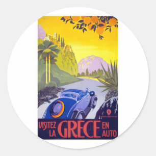 Sticker Rond Visite Grèce en la voiture - Vintage voyage