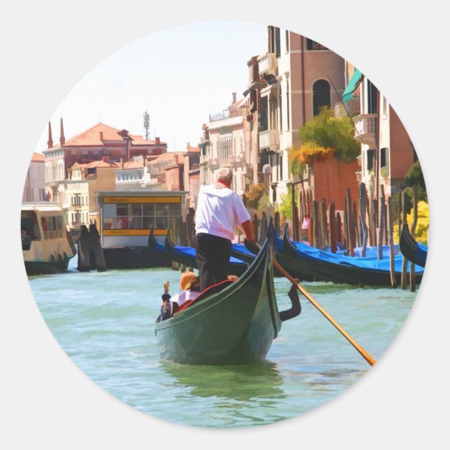 Sticker Rond Visite touristique en gondole Venise Italie (Devant)