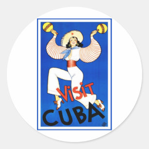 Sticker Rond Visiter La Havane, Cuba, Poster Vintage voyage Mar