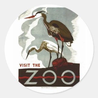 Sticker Rond Visitez le zoo - Poster de WPA -