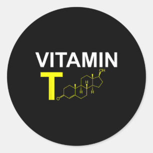 Sticker Rond Vitamine T Testostérone Bodybuilding Poids
