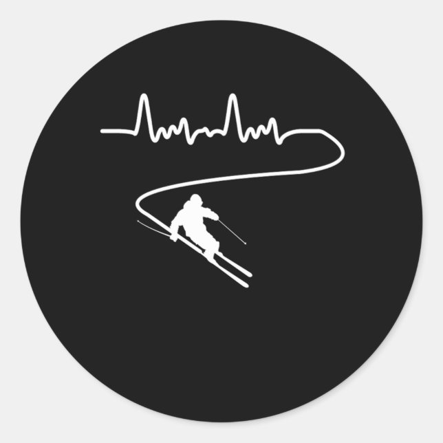 Sticker Rond Vitesse d'impulsion Ski Cool Sports d'hiver Cadeau (Devant)