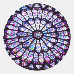 Sticker Rond Vitrail de Paris Notre-Dame - La Rose