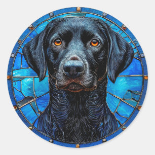 Sticker Rond Vitrail labrador