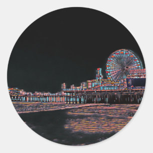 Sticker Rond Vitrail noir Père Noël Monica Pier