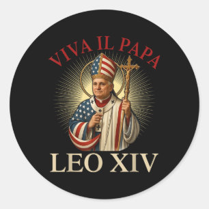 Sticker Rond Viva Il Papa Pape Leo Xiv Premier Pontife Américai