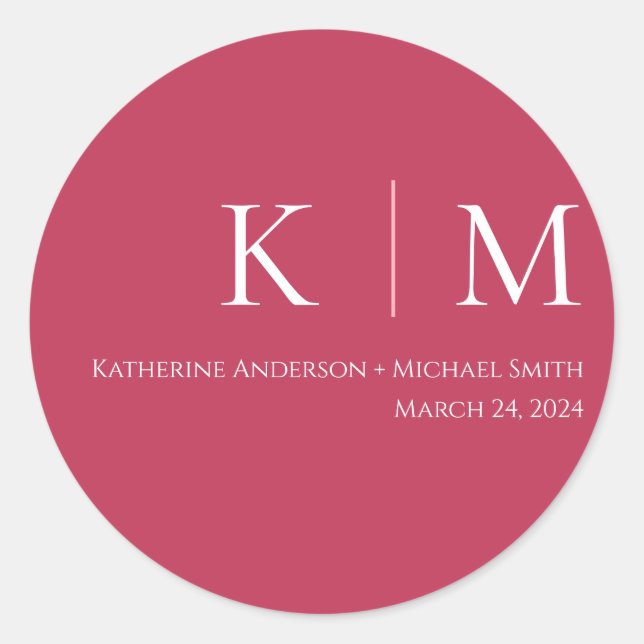 Sticker Rond Viva Magenta et Mariage blanc (Devant)