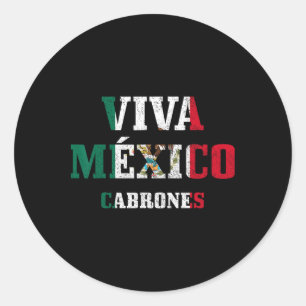 Sticker Rond Viva Mexico Cabrones Funny Cinco De Mayo Mexico F