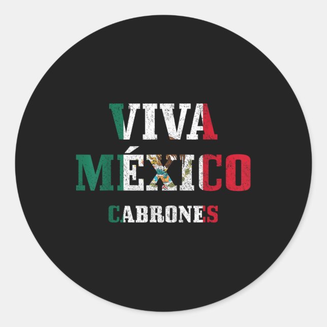Sticker Rond Viva Mexico Cabrones Funny Cinco De Mayo Mexico F (Devant)