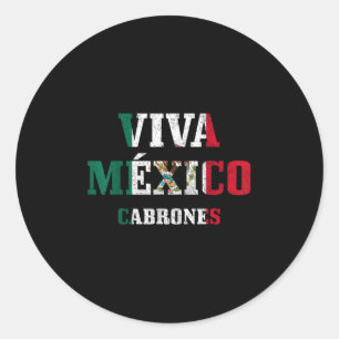 Sticker Rond Viva Mexico Cabrones Funny Cinco De Mayo Mexico F