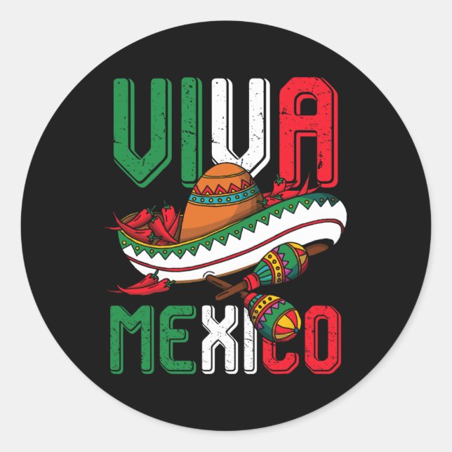 Sticker Rond Viva Mexico Cinco De Mayo (Devant)