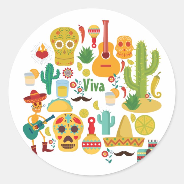 Sticker Rond viva mexique (Devant)