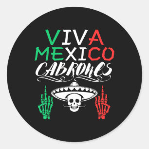 Sticker Rond Viva Mexique Cabrones Fête de l'Indépendance Drape