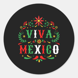 Sticker Rond Viva Mexique Pour La Fête De L'Indépendance Mexica