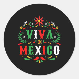 Sticker Rond Viva Mexique Pour La Fête De L'Indépendance Mexica