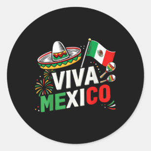 Sticker Rond Viva Mexique Pour La Fête De L'Indépendance Mexica
