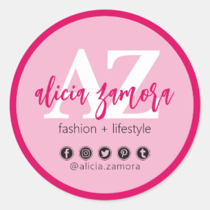 Sticker Rond Viva Moderne Magenta Social Media Influencer Perso