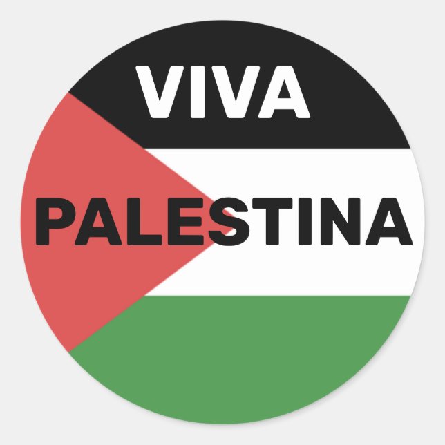 STICKER ROND VIVA PALESTINA LIBRE PALESTINE DRAPEAU ROUGE NOIR  (Devant)