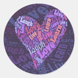 Sticker Rond Vivant, amour, rire et apprenez