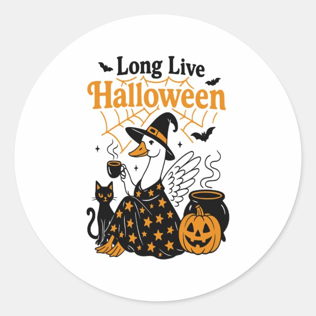 Sticker Rond Vive Halloween Goose Witch (Devant)
