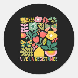 Sticker Rond Vive La Résistance Politique Rétro Boho Floral Lon